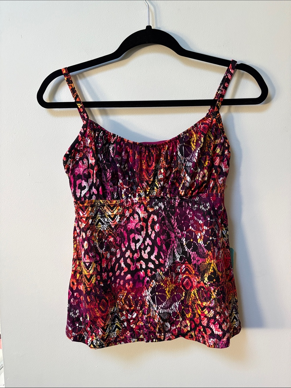 Caribbean Joe SAFARI CHIC Peasant w/Floating Underwire Tankini Top,Size 10,NWT